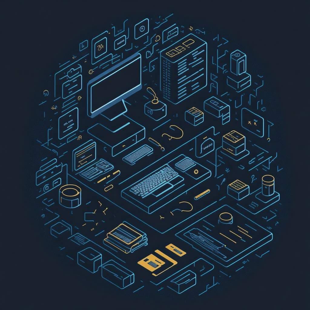 coder desk illustration